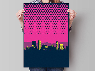 Denver Night Poster (Second Edition) art print denver french paper i heart denver pop dots screen print silkscreen skyline urban