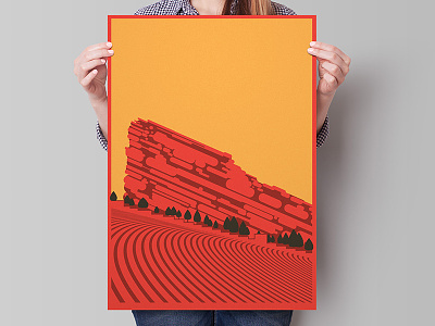 Red Rocks Poster colorado french paper golden music poster red rocks screen print silkscreen