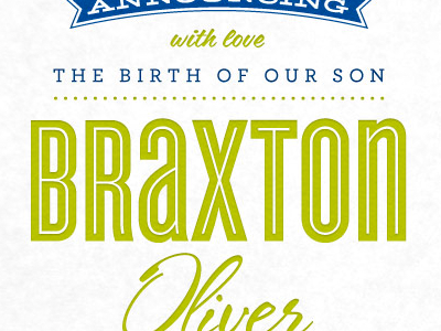 Braxton Announcement baby blue green letterpress