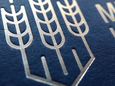 Business Cards foil letterpress logo logomark silver wheat