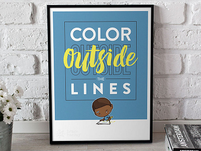 Color Outside the Lines art etsy illustration kids modern print typography