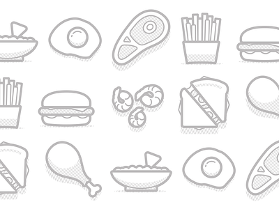 O-Zee Icons branding chicken dip food fries hamburger icons packaging sandwich sauce shrimp vector