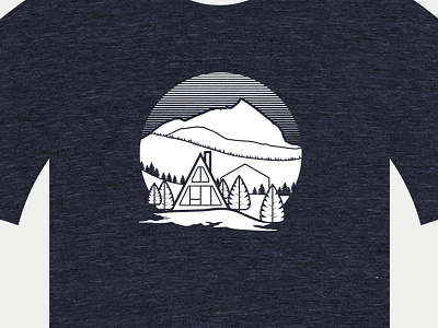 Created Butte Tee a frame crested butte gradient house illustration mountain scene shirt trees tshirt vector