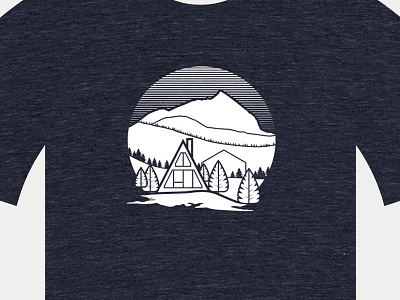 Created Butte Tee a frame crested butte gradient house illustration mountain scene shirt trees tshirt vector