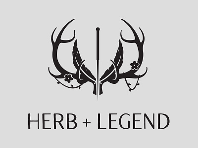 Herb+Legend Logo acupuncture antlers branding flower logo medicine needle plant