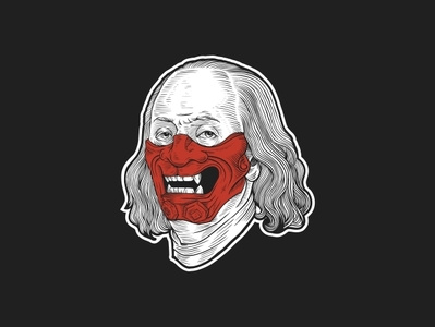Benjamin Franklin Mask badass badge logo beast benjamin franklin design emblem evil icon illustration logo mask president vector illustration vectorart