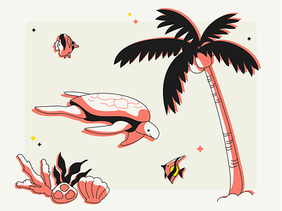 Illustration - Beach Sticker Pack