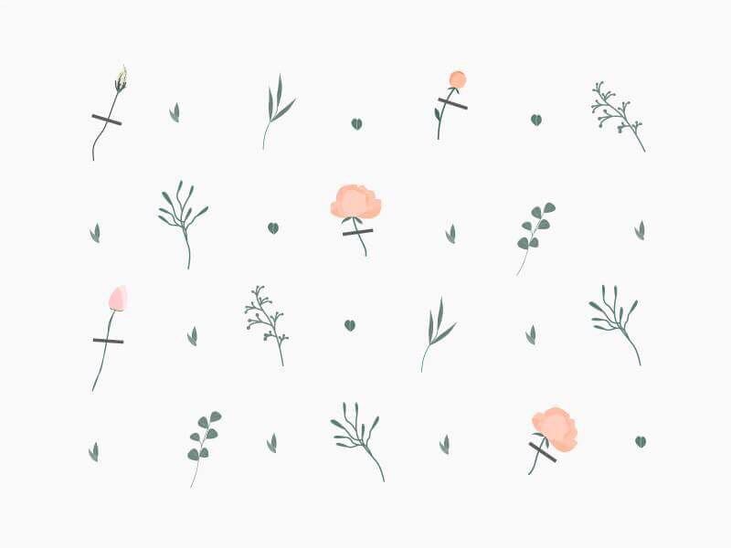 Pattern for flower delivery ios app flat flowers gentle illustration natural nude pastel pattern plant