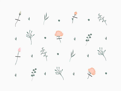 Pattern for flower delivery ios app flat flowers gentle illustration natural nude pastel pattern plant