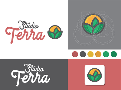 StudioTerra 2020 branding contest creative design grow icon illustration leaf logo studio sun typography vector