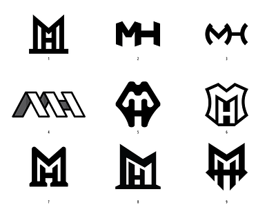 MH Boxing Monogram branding design icon logo vector
