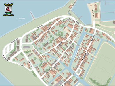 Hindeloopen Map city illustration map