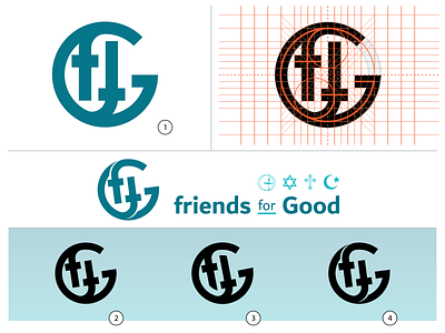 Friends For Good (FFG) Logo/Icon concept design grid logo