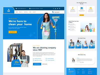 Cleaning Services Website Landing page Design 3d animation app branding clean cleaning design graphic design illustration landing page logo motion graphics template typography ui ux website