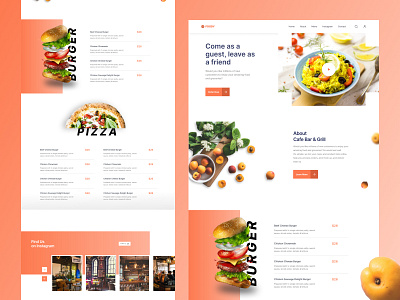 Restaurant Landing Page 3d animation app branding burger design food graphic design illustration logo motion graphics pizza resturent typography ui ux vector