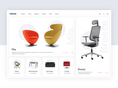 Nurus Furniture chair clean e commerce furniture light product shop web