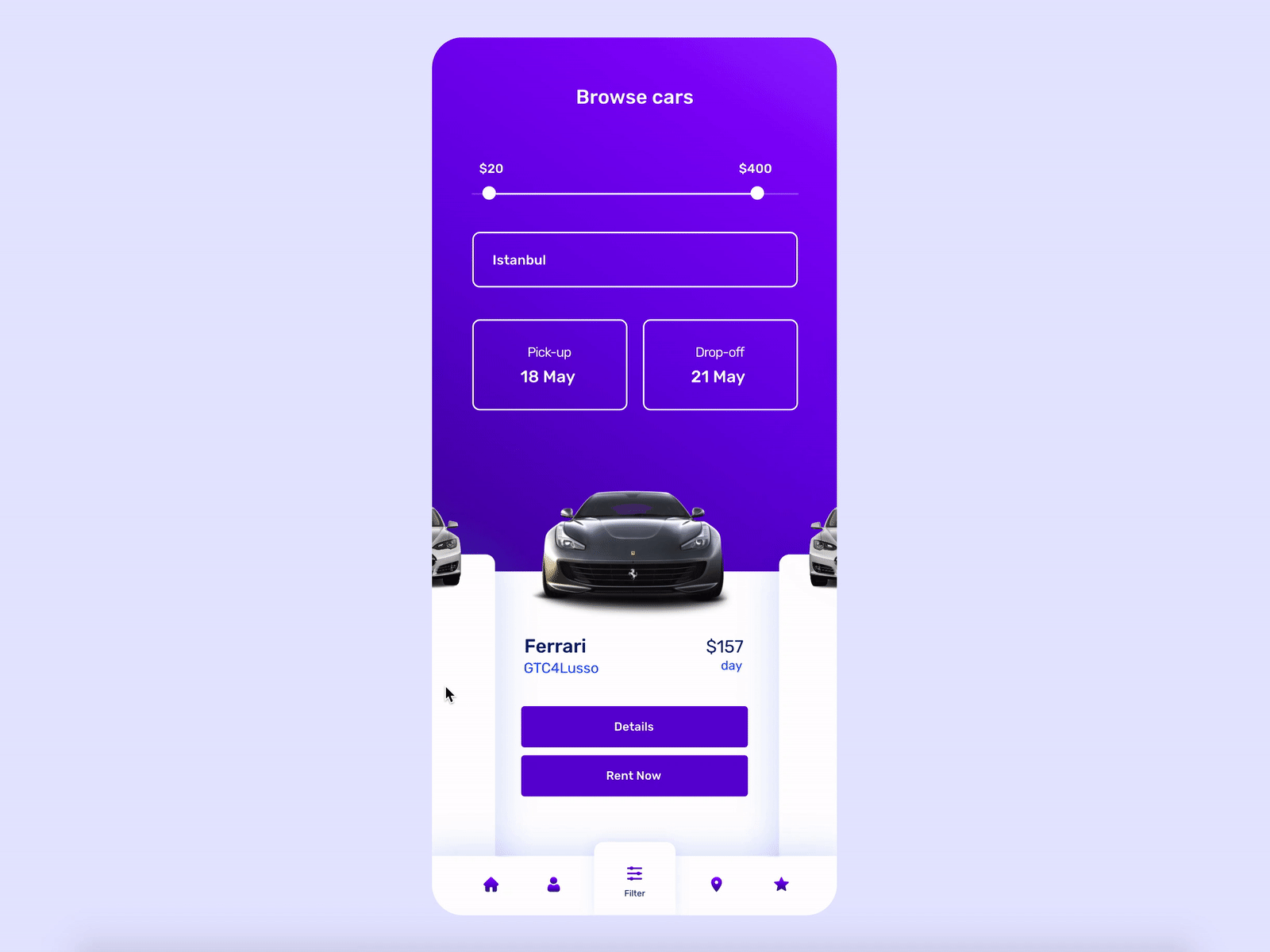 Car Rental App Interaction