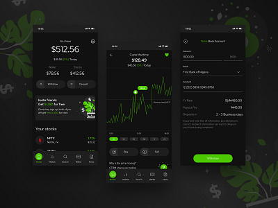 Investment app design chart charts design invest investing investing app investment investment app mobile app money ui ui design