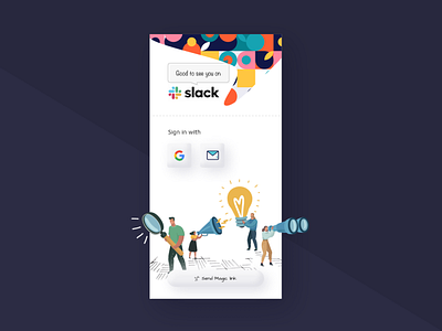 Slack Login Screen app design experience illustration mobile ui ux