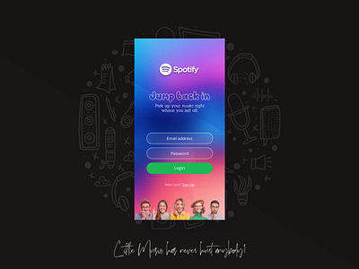 Spotify Login app banner branding design experience flat mobile typography ui ux