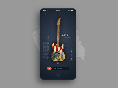 Vintage Products App - Guitar app design icon mobile typography ux