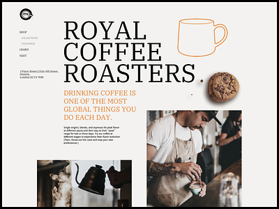 Royal Coffee Roasters banner branding design experience typography ui ux web website