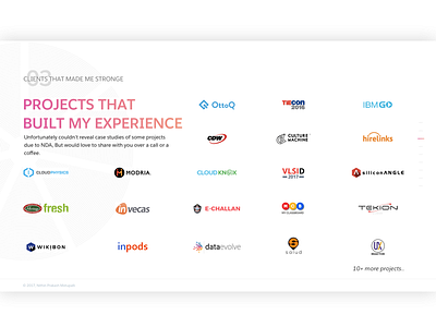 Projects Slide - Designfolio clients experience portfolio