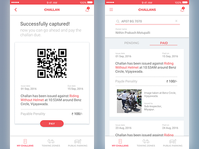 Captured Challlan app mobile search