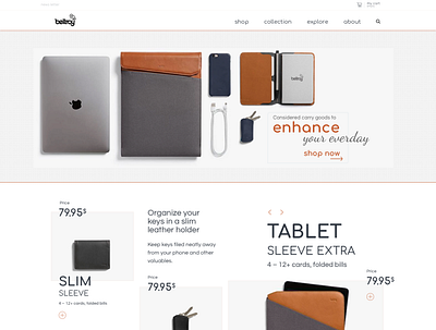 Bellroy -- Tailored Craft for life on the move. banner design experience ux web website