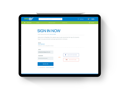 Easyday SignIn app application branding design experience grocery ipad typography ui ux