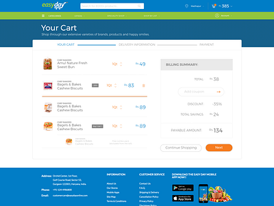 Easyday - Grocery Cart branding design experience grocery ui ux web website