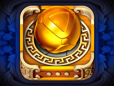 Icon for "Slingshot Puzzle" 3d art ball fantasy game gold icon puzzle slingshot steampunk