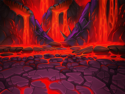 Volcanoes 2d art background design environment fantasy fire game lava monstergotchi volcano