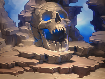 Skull gorge. 2d art background design environment fantasy game gorge monstergotchi ravine rock skull