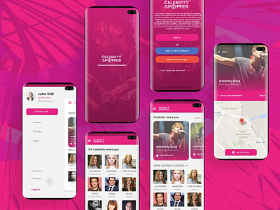 Celebrity spotter android app app application design branding celebrities celebrity celebrity spotter chatting app concept design form illustration ios legacy typography ui uiux