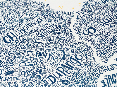 Codex de Manjares - Map doodles food hand lettering illustration mexico screenprint thesis type typography