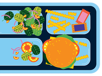 School lunch burger food food tray fries icons illustration onion salad school lunch spinach tomato veggies