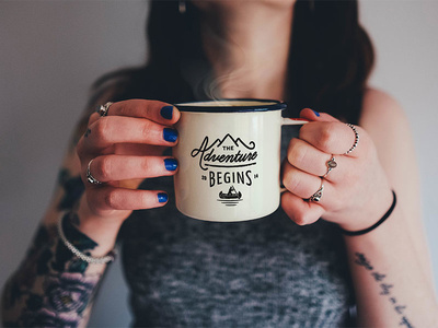Free Enamel Coffee Mug Photo Mockup PSD