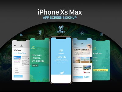 Free Apple iPhone Xs Max App Screen Mockup PSD