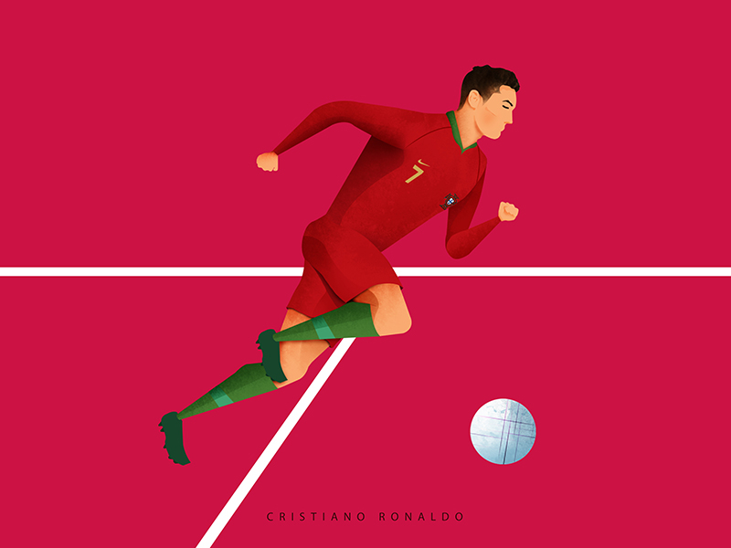 Cristiano Ronaldo athlete colorful cristiano ronaldo futbol game illustration portrait portugal running soccer sports world cup
