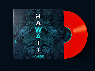 NOAAON - Hawaii Remix song artwork cover background clean colorful elegant illustration modern nature pattern plants record tropical vinyl
