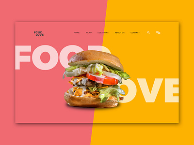 Food Love website Header 3 design freelancer header hire landing page minimal restaurant template ui ui design user interface ux ux design web
