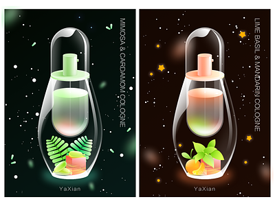 perfume bottle design colour illustration