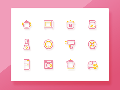 Pink Pink Icons For Electric Appliance appliance electric icons line pink