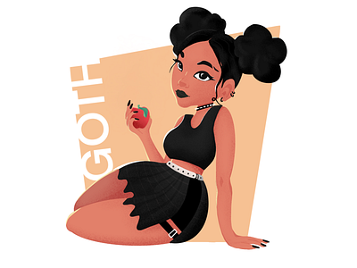 Girl in Gothic Outfit Illustration art black character cute design dribbble dtiys girl goth gothic grains graphic grunge hot illustration ootd outfit procreate sexy vector
