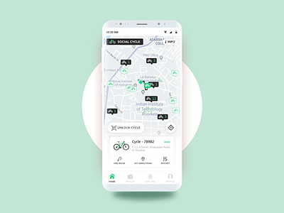 Social Cycle - Dockless Bicycle Sharing App app app design bicycle cycle design dribbble interface mobile app mobile ui social social cycle ui ui design uiux user interface ux