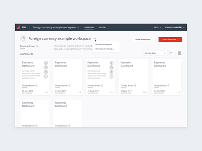 FNA Platform Dashboard b2b cards dashboard enterprise navigation sorting ux web