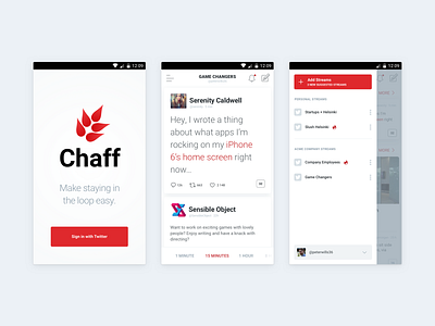 Chaff android branding cards ios mobile mobile app navigation stream