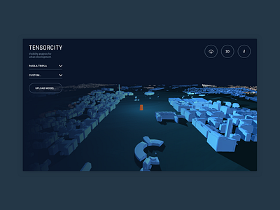 Tensorcity 3d 3d visualization architecture dark dark app data visualization gis maps urban design urban planning ux visualization web app webgl