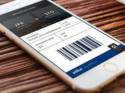 Mobile Boarding Pass air app boarding pass concept ios iphone jet blue mobile plane simple